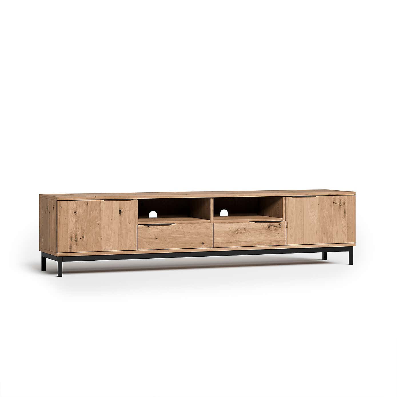 Reynolds Extra Wide TV Unit for TVs up to 80", Rustic Oak Effect   