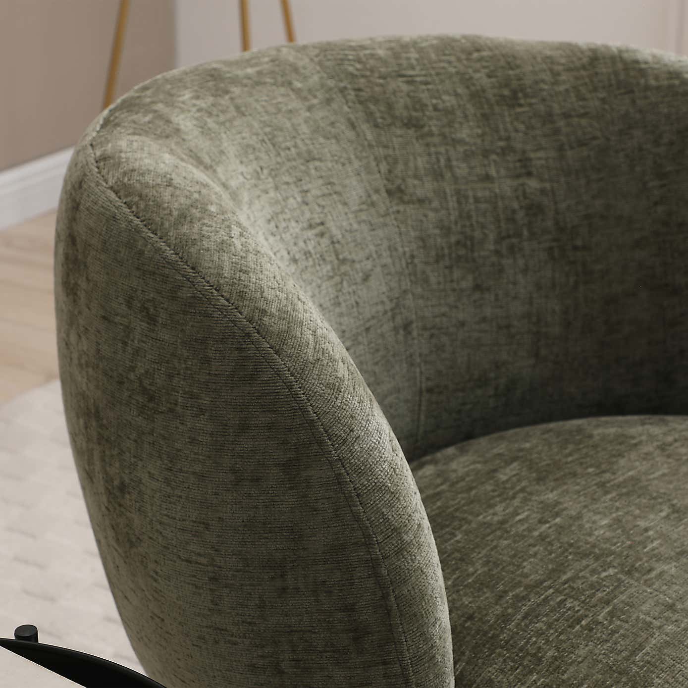 Tulip Chenille Curved Swivel Accent Chair