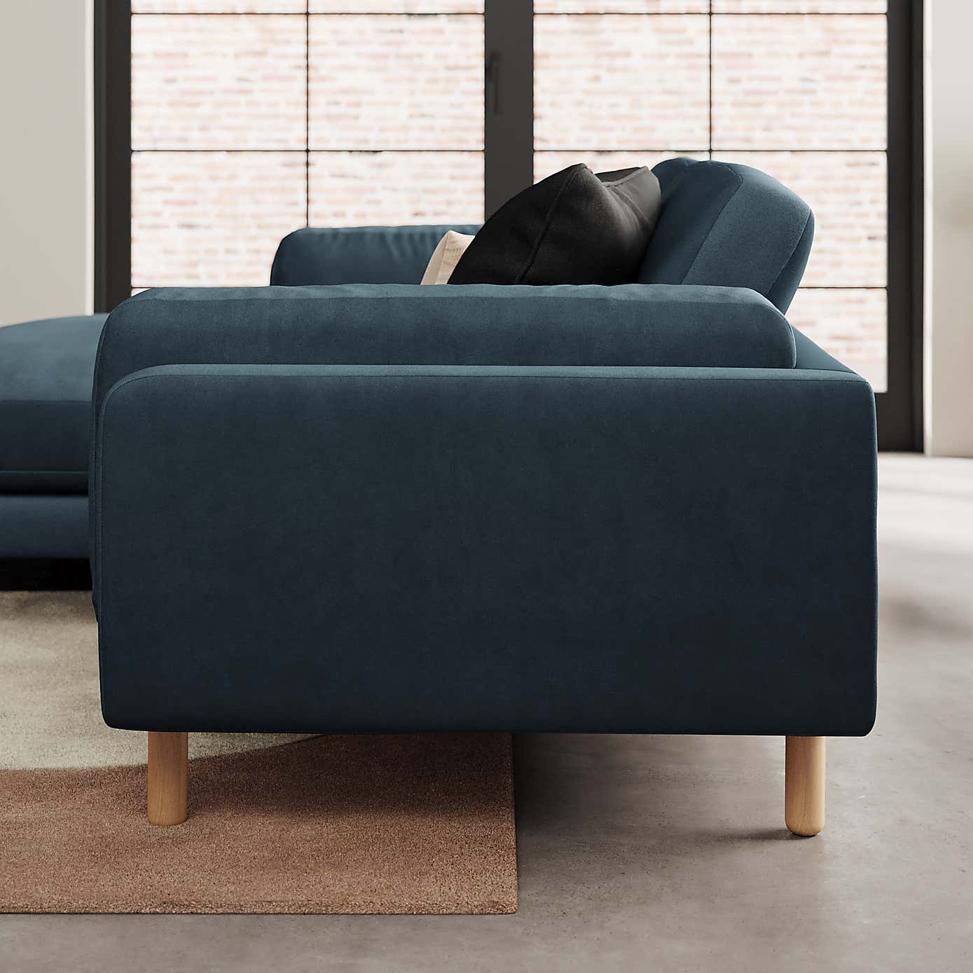 Newton Matte Plush Velvet Corner Chaise Sofa