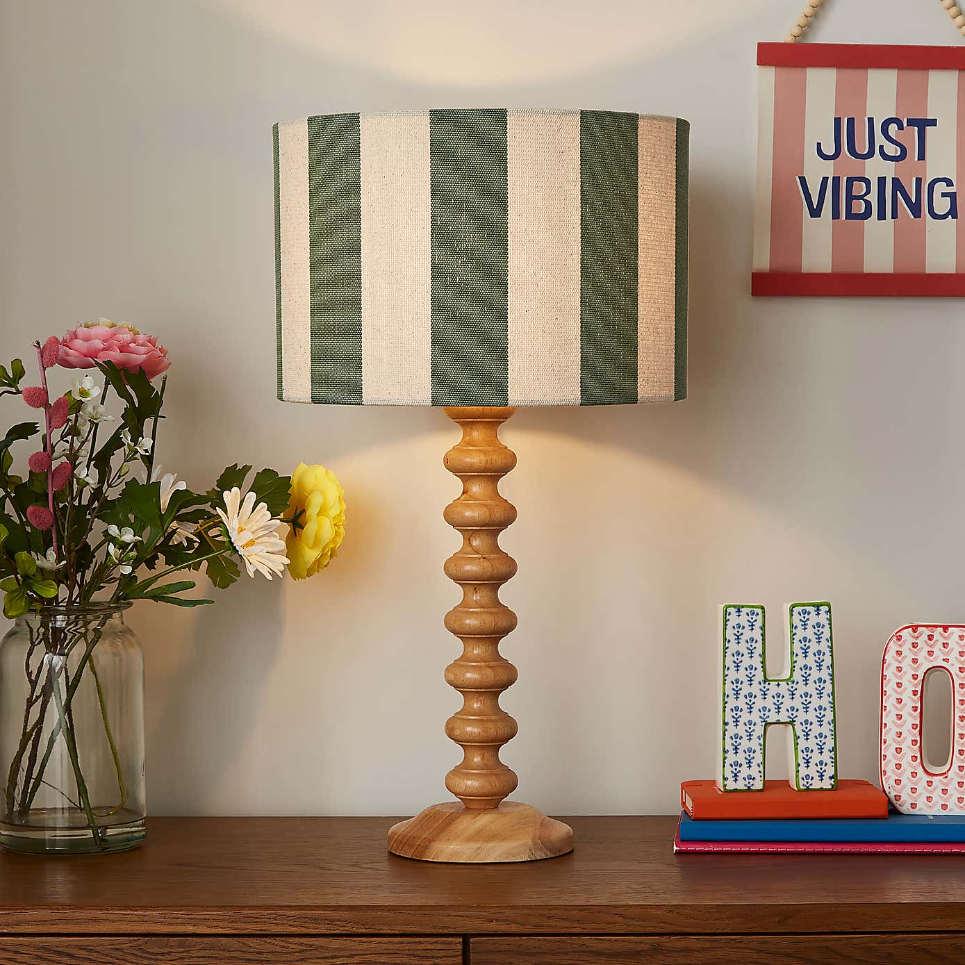 Beatrice Stripe Drum Lamp Shade