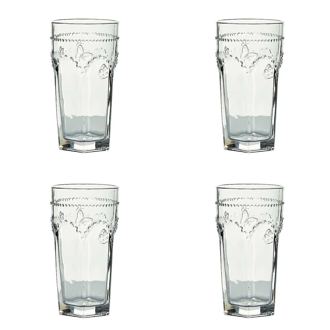Set of 4 Vintage Pressed Highball Glasses