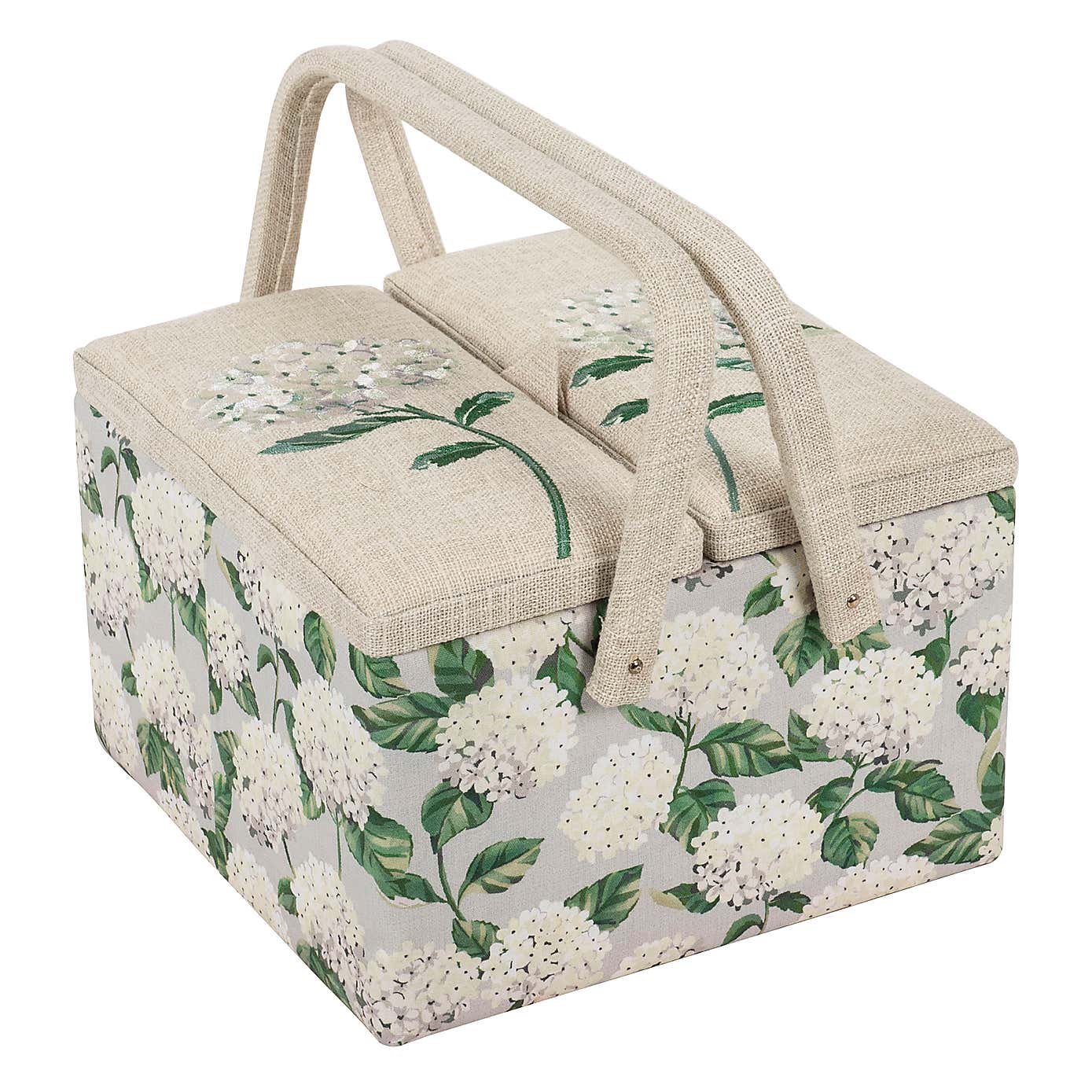 Hobby Gift Hydrangea Large Square TwinLid Sewing Basket