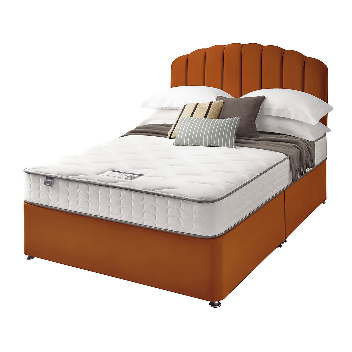 Silentnight 2 Drawer Divan Bed With Velvet Merlin Headboard
