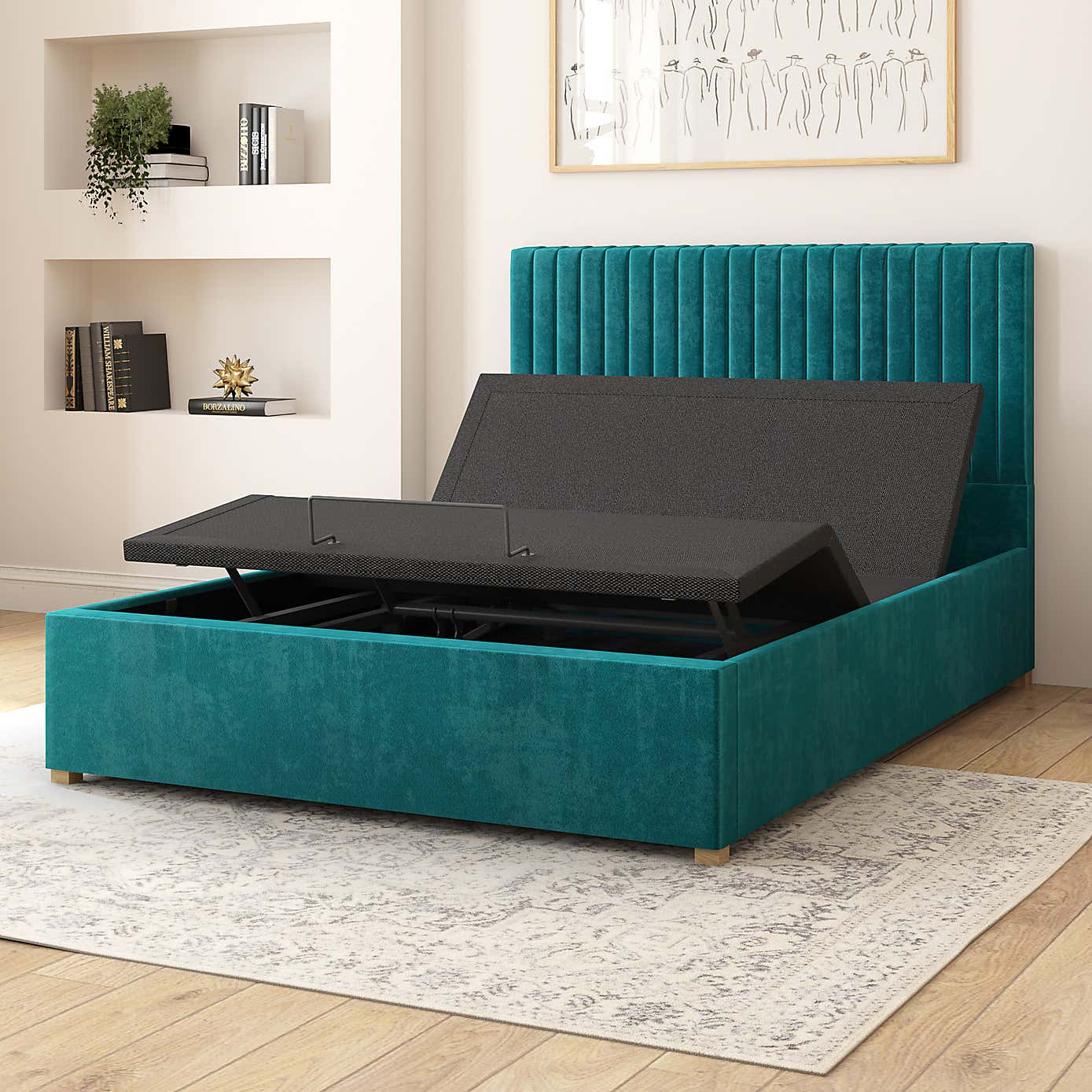 Grant Plush Velvet Adjustable Bed