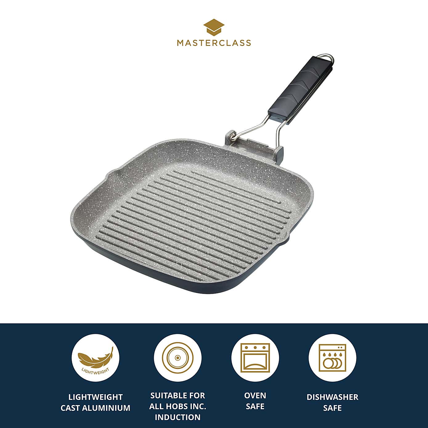 MasterClass Non-Stick Aluminium Grill Pan, 24cm
