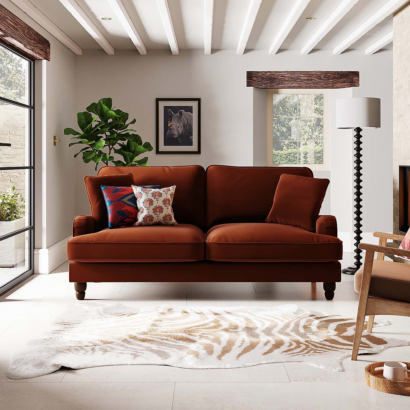 Beatrice Matte Velvet 3 Seater Double Sofa Bed