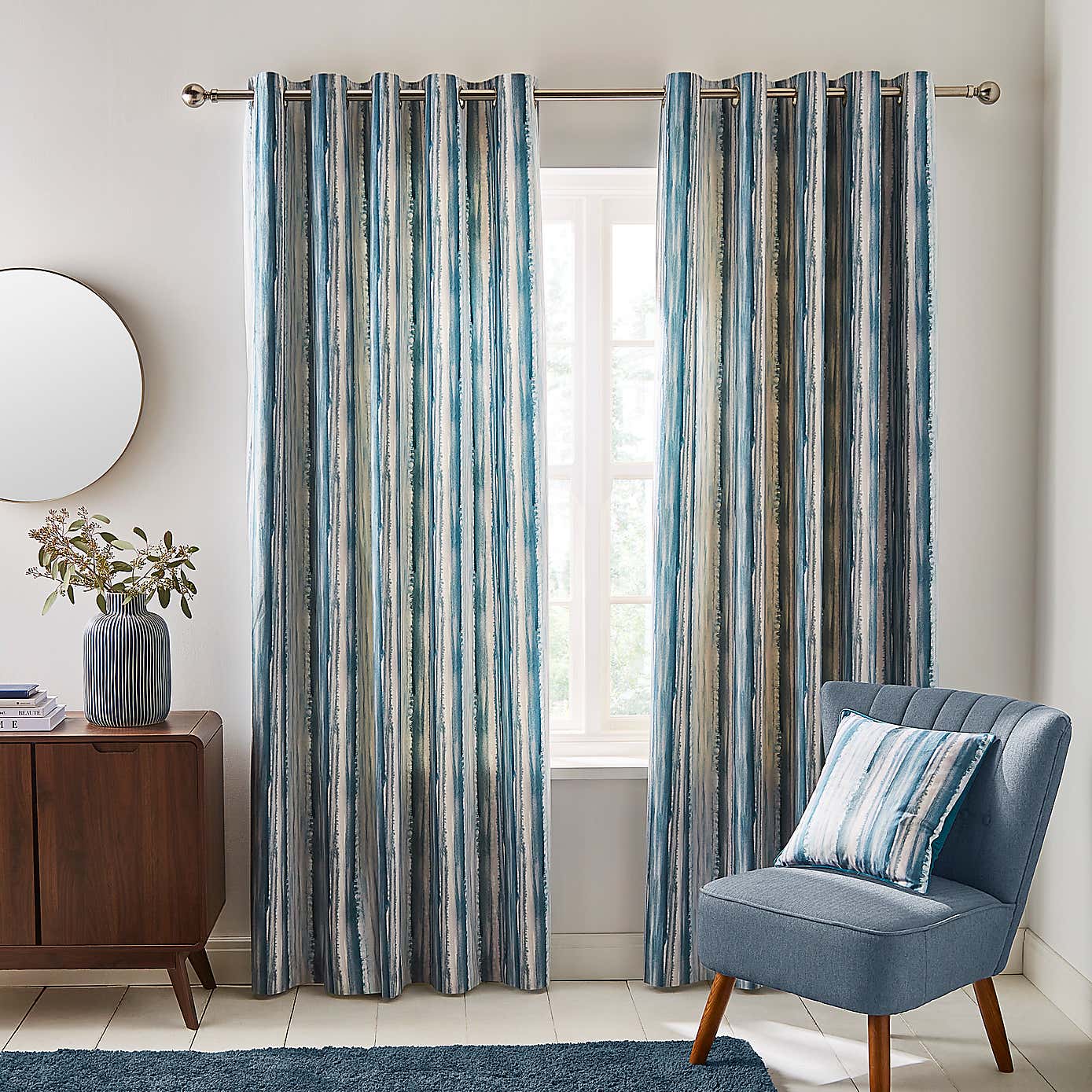 Watercolour Stripe Eyelet Curtains