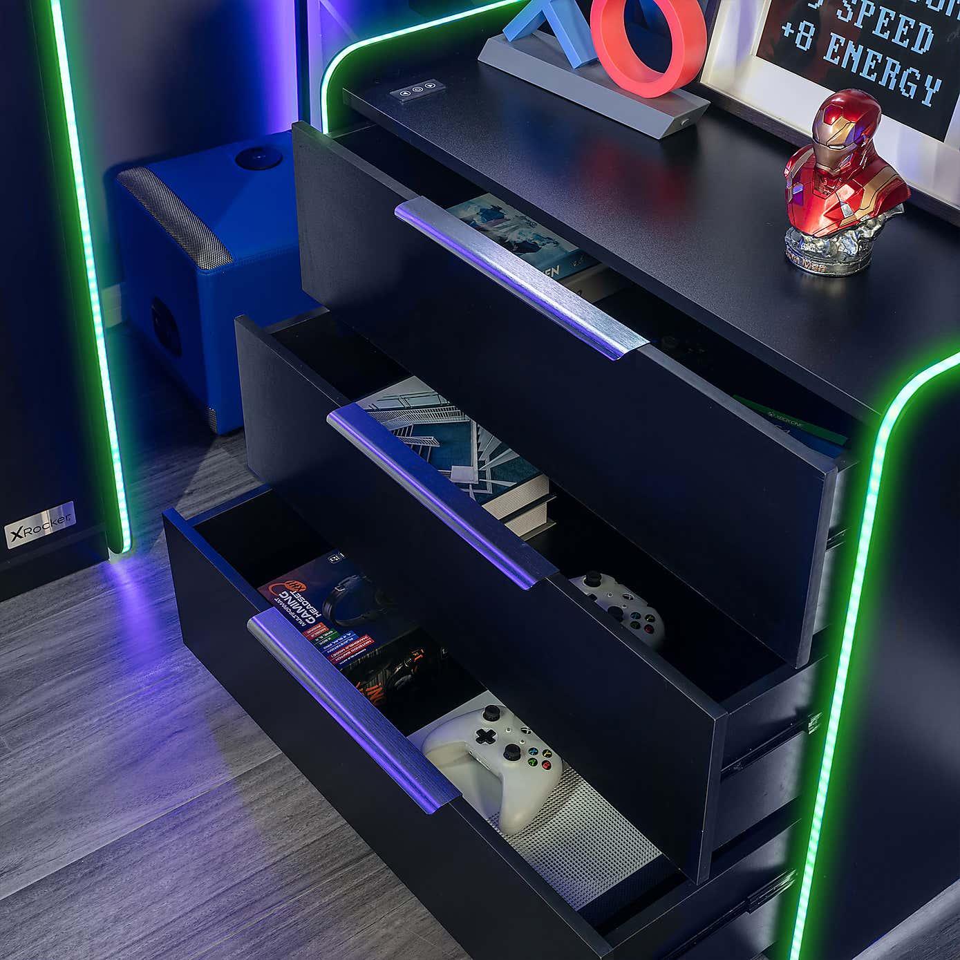 Electra Chest of 3 Drawers with LED Lights