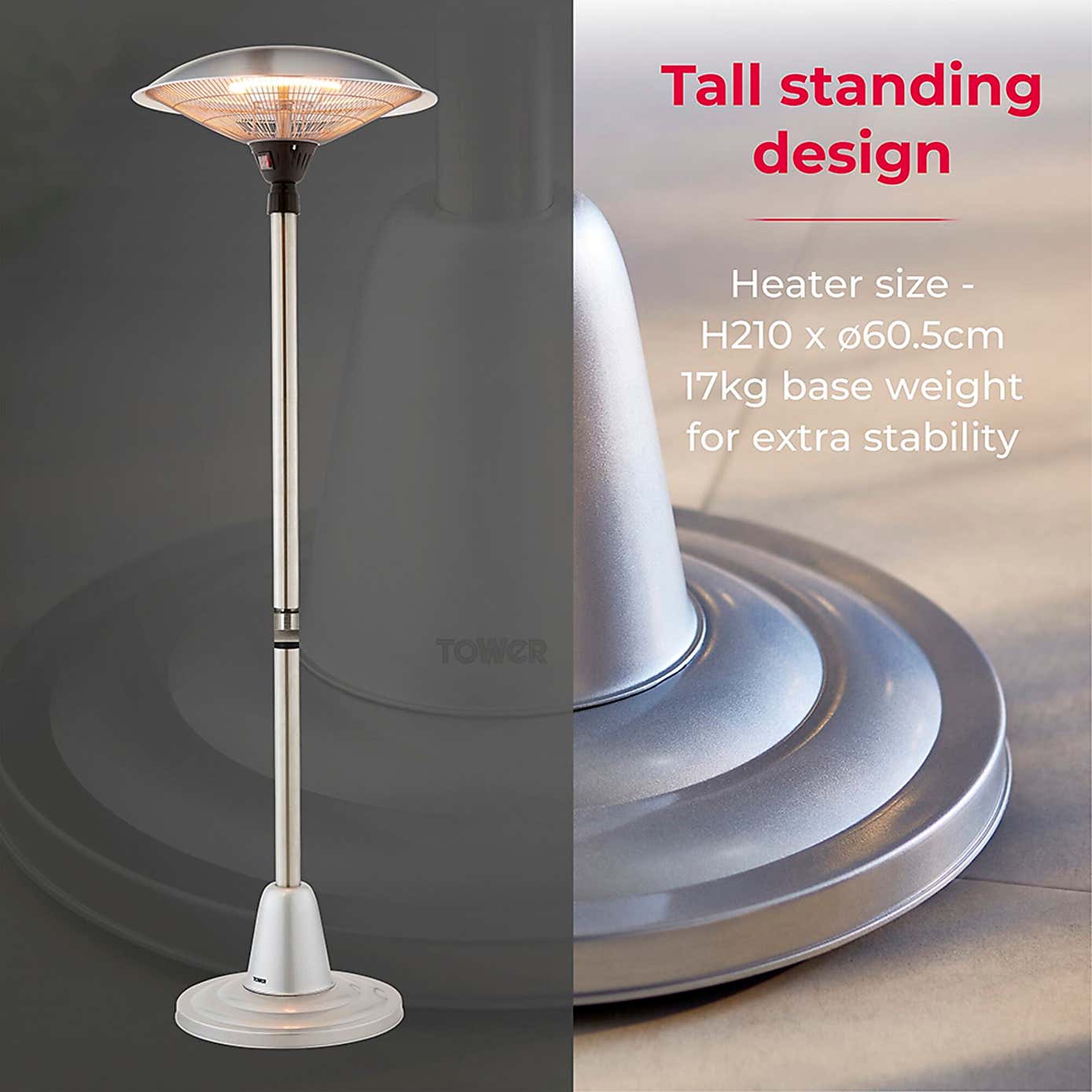 Tower ASTRID 2000W Patio Table Heater, Aluminium