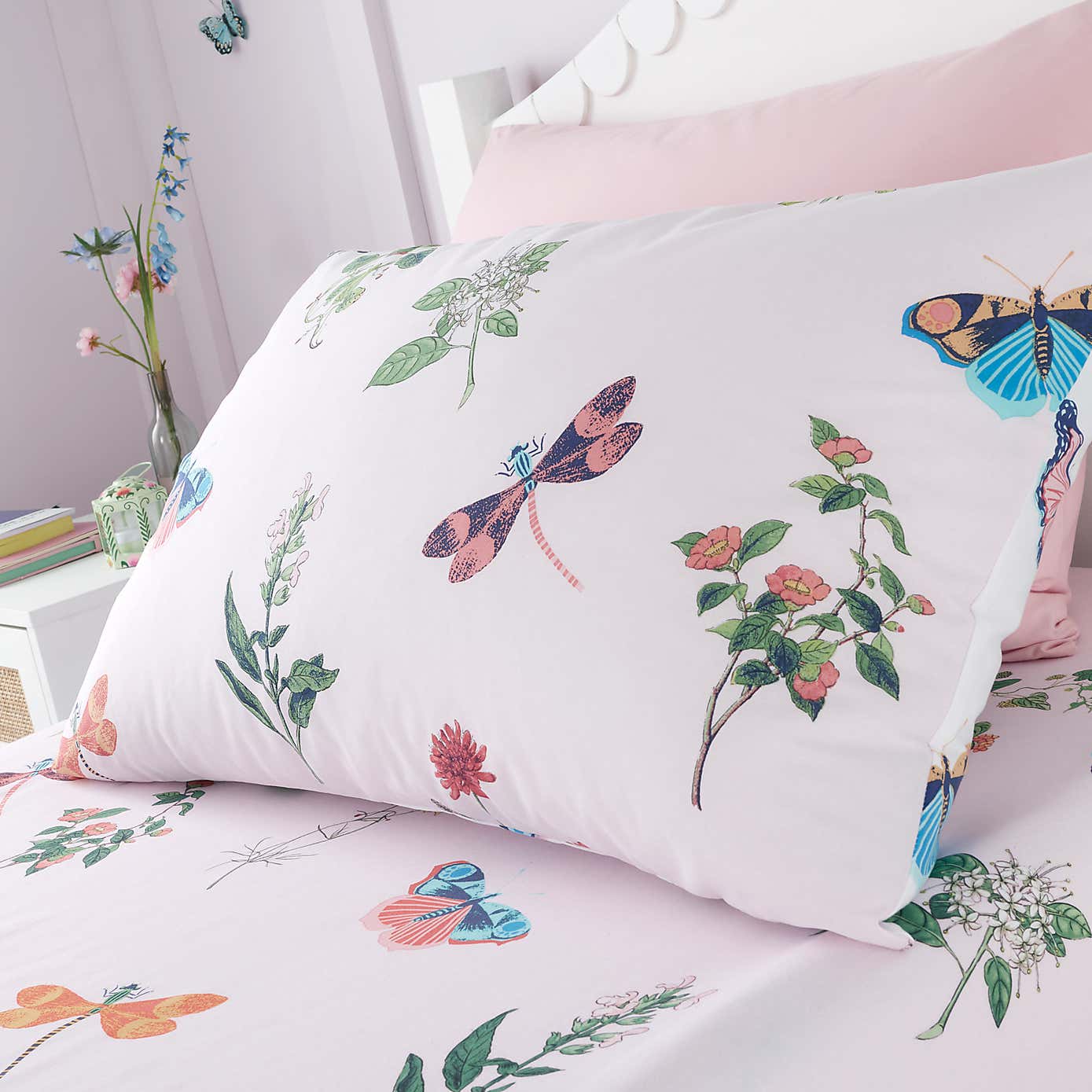 RHS Butterfly Garden Pink Reversible Duvet Cover and Pillowcase Set