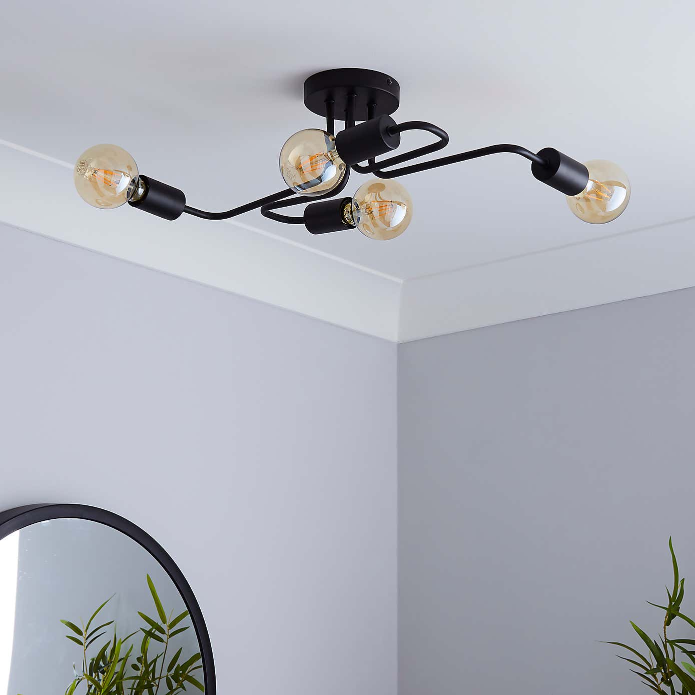 Kacy 4 Light Black Flush Ceiling Fitting