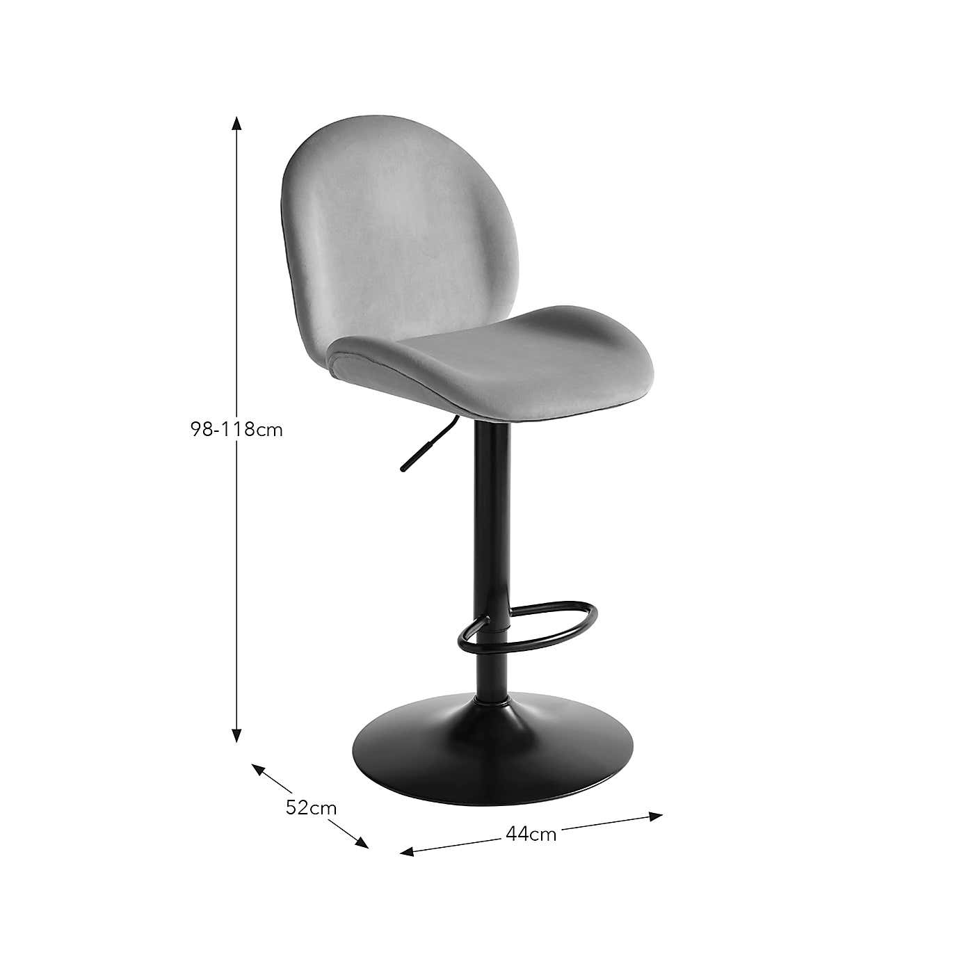 Jayde Adjustable Bar Stool, Velvet