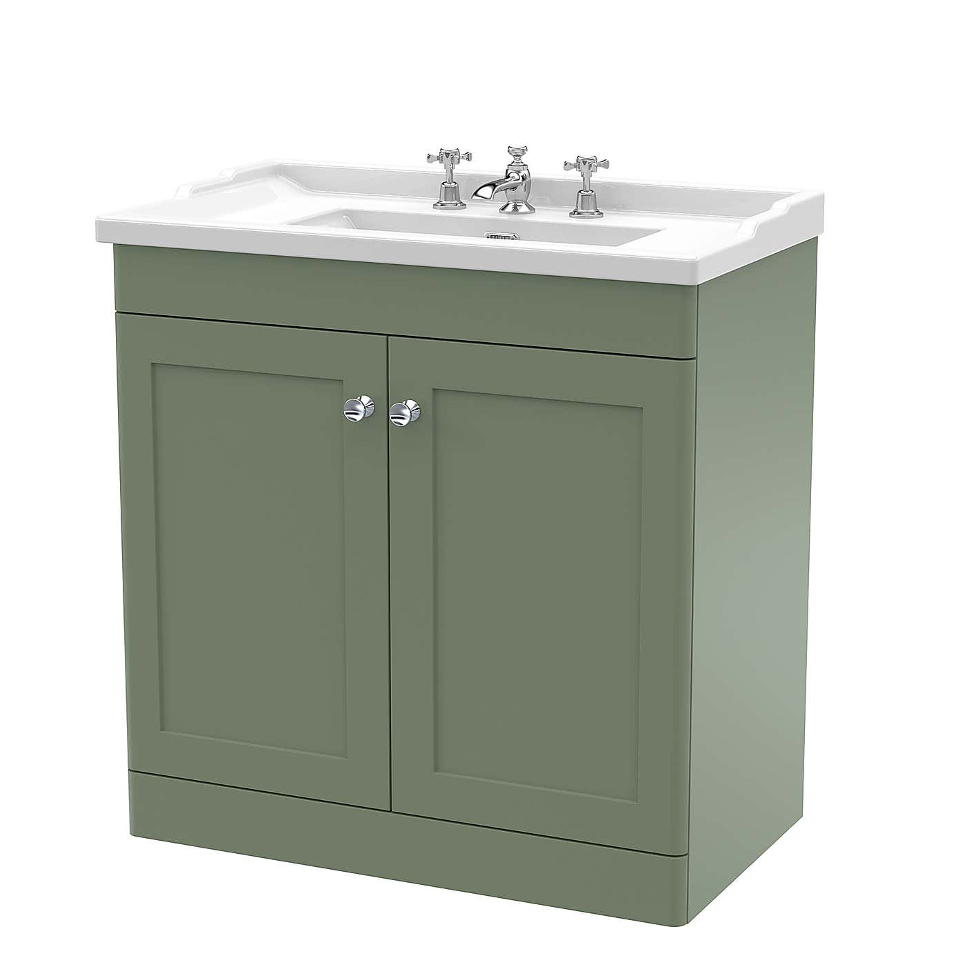 Classique Floor Standing 2 Door Vanity Unit with Ceramic Basin