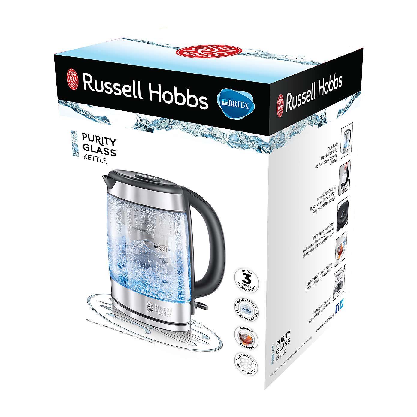 Russell Hobbs Brita Purity 1.5L Glass Kettle
