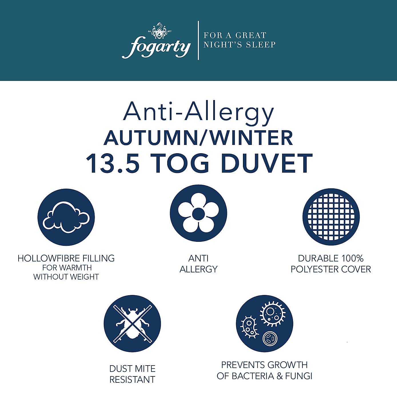 Fogarty Anti Allergy 13.5 Tog Duvet