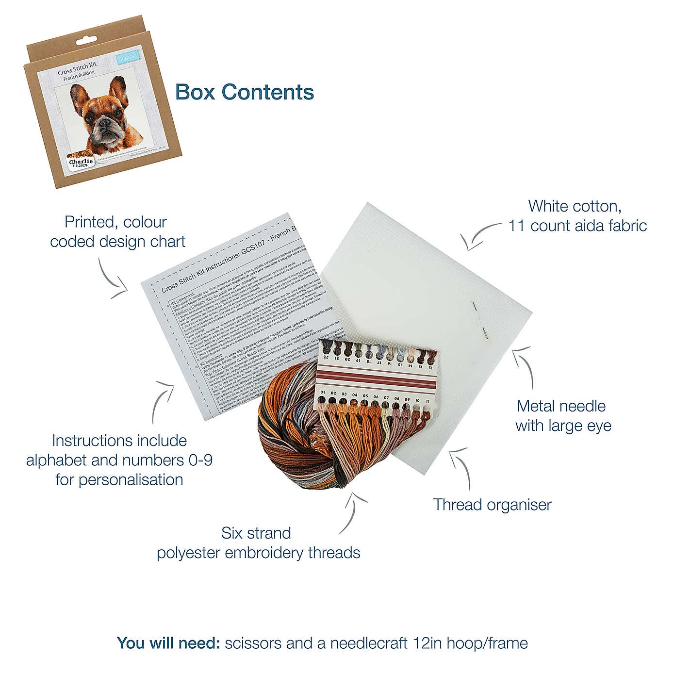 Cross Stitch French Bulldog