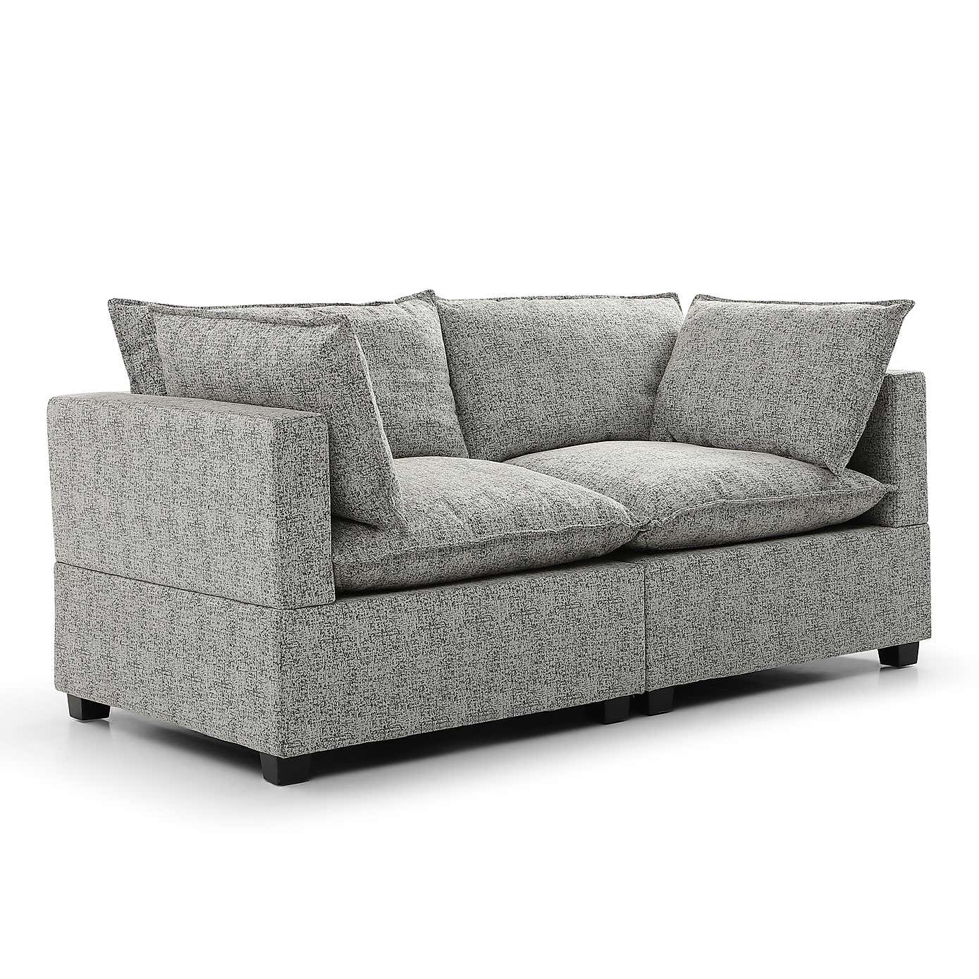 Moda 2 Seater Modular Sofa, Light Grey Boucle