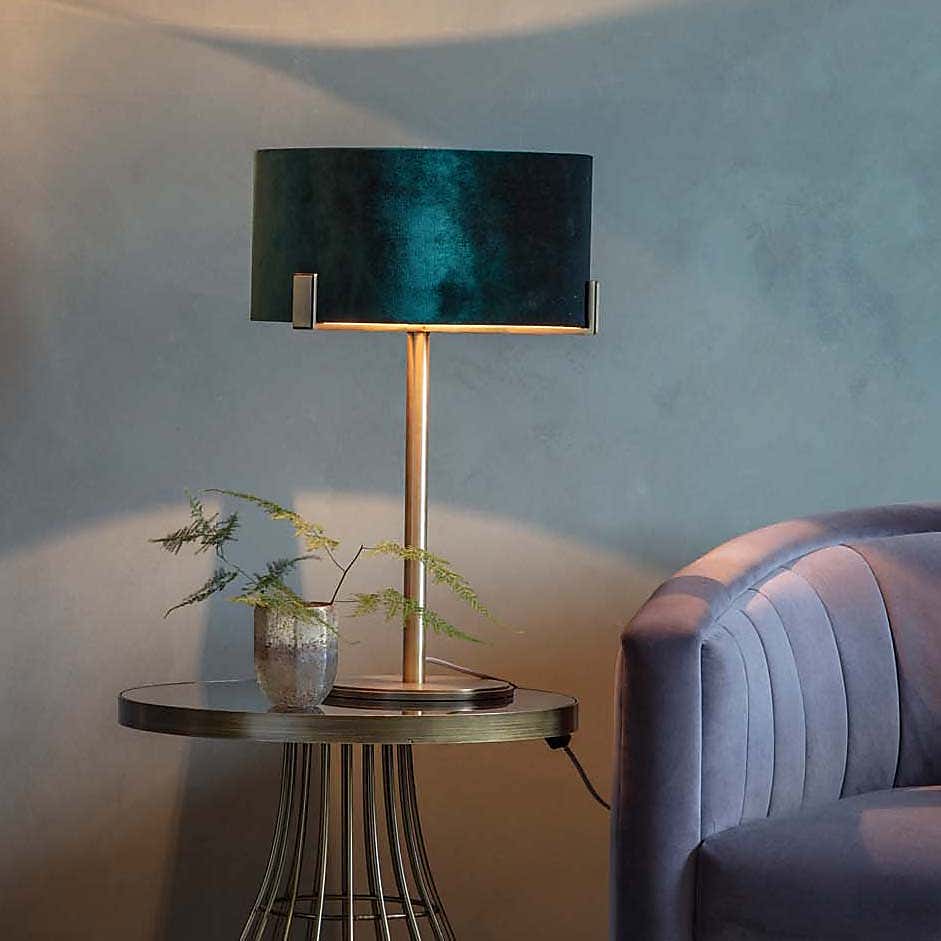 Vogue Balaton 1 Light Green Velvet Table Lamp