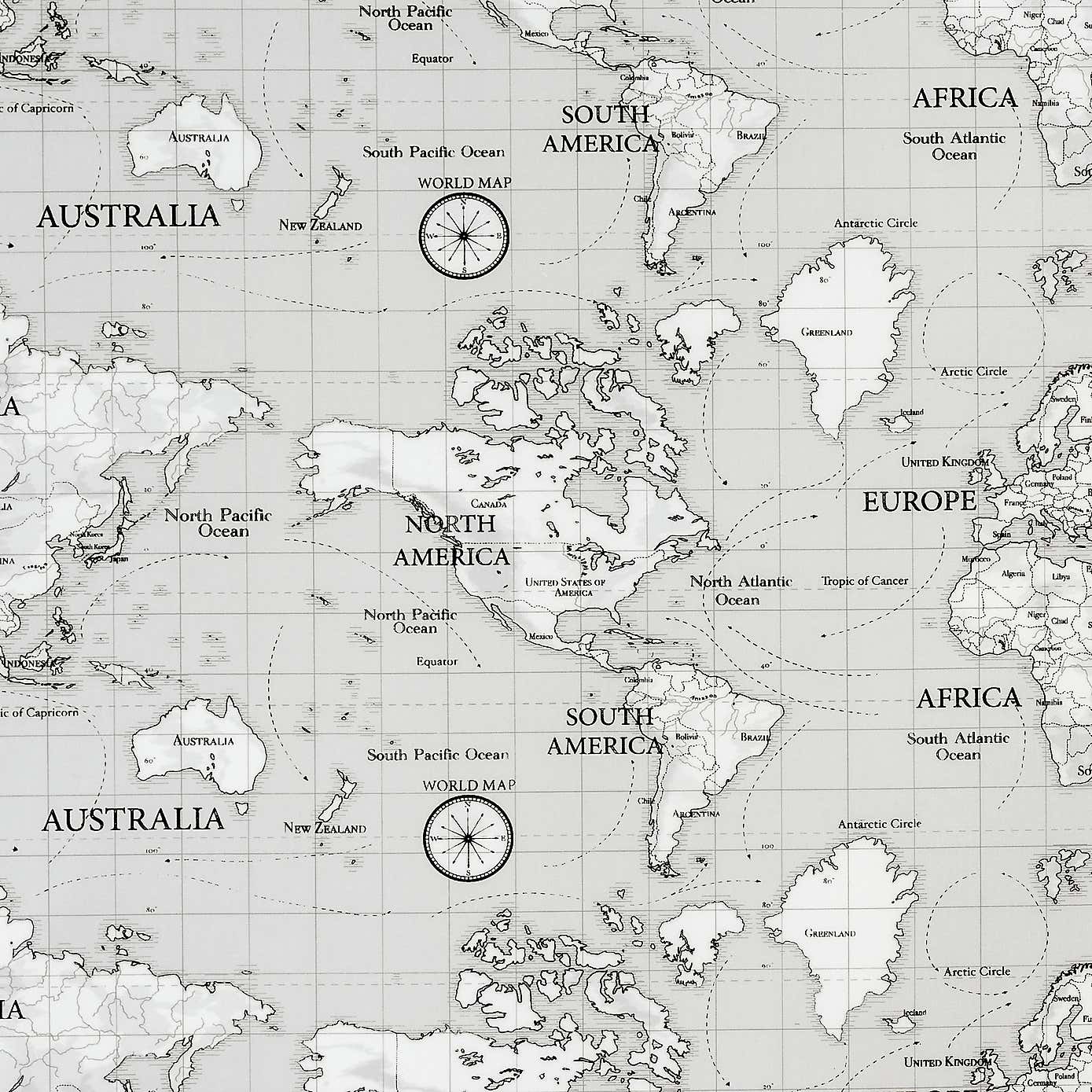 Maps Grey PVC Fabric