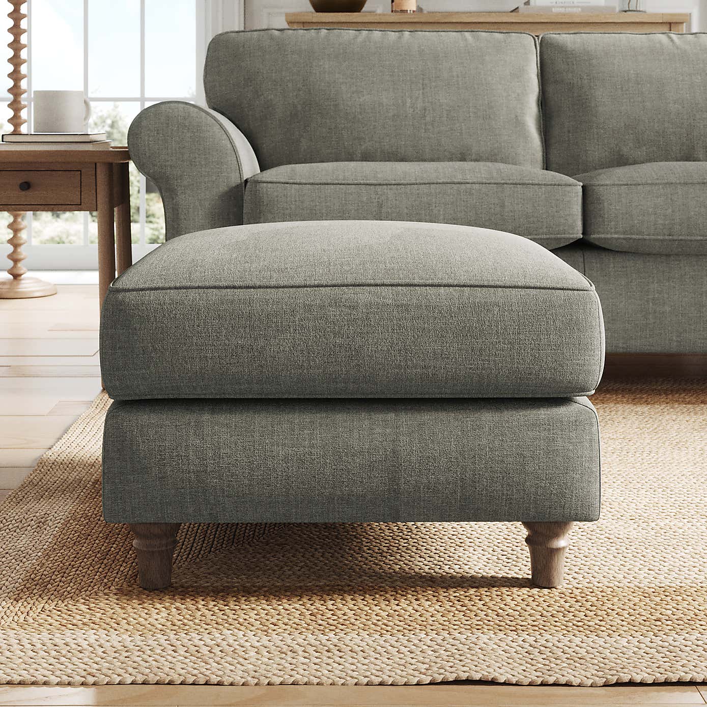 Flori Footstool, Tonal Plush Chenille