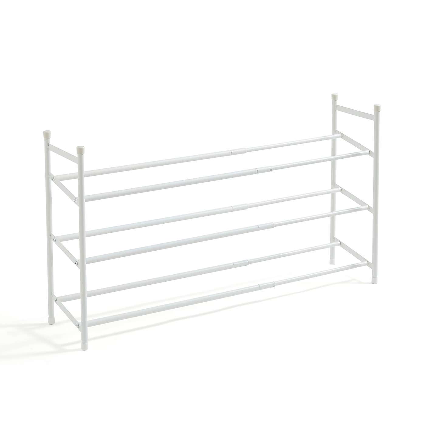 3 Tier White Extendable Shoe Rack