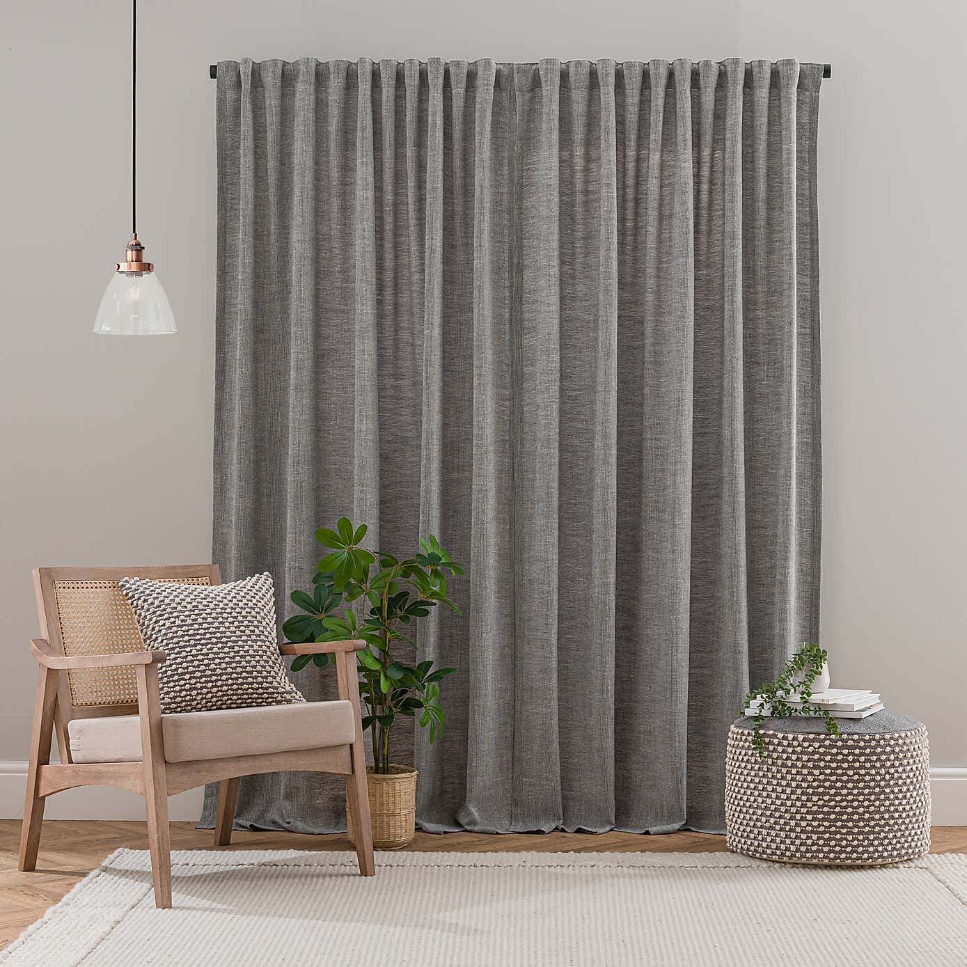 Zia Linen Look Multi Header Unlined Curtains