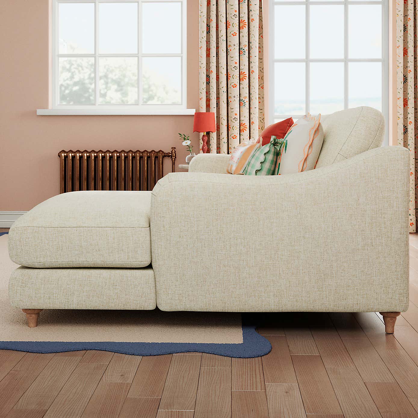 Hattie Slub Faux Linen Corner Chaise