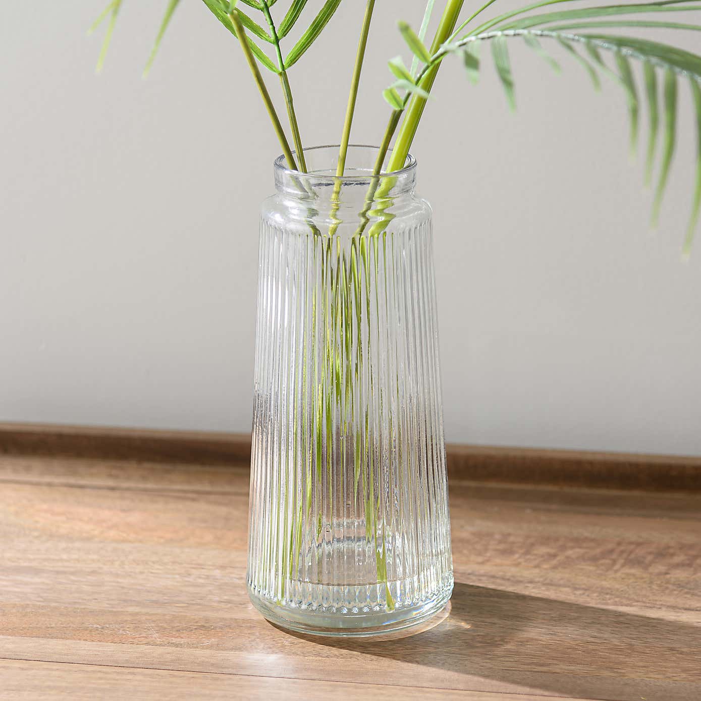 Artificial Protea and Palm Leaf Bouquet in Glass Vase