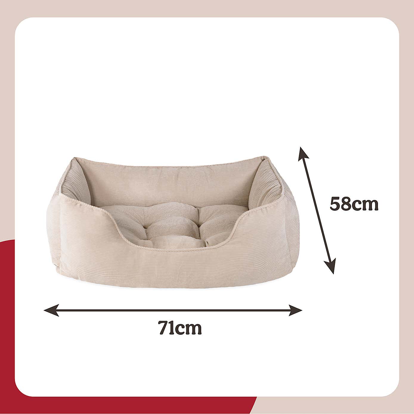Rosewood Cord Square Pet Bed
