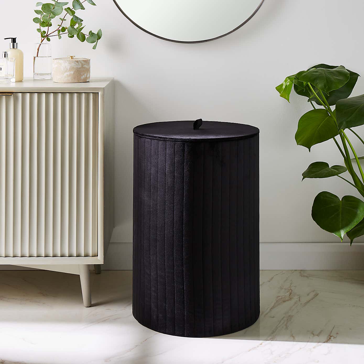 Modern Luxe Ribbed Laundry Basket