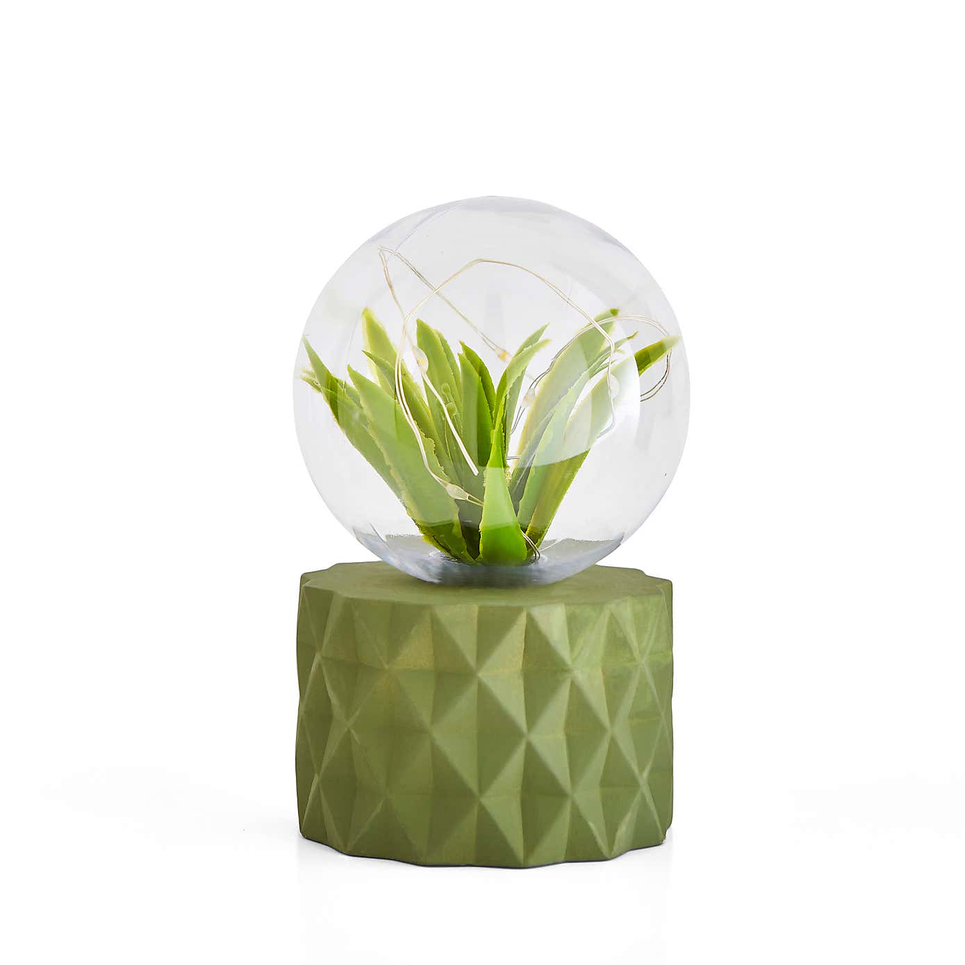Faux Terrarium Geometric Battery Lamp