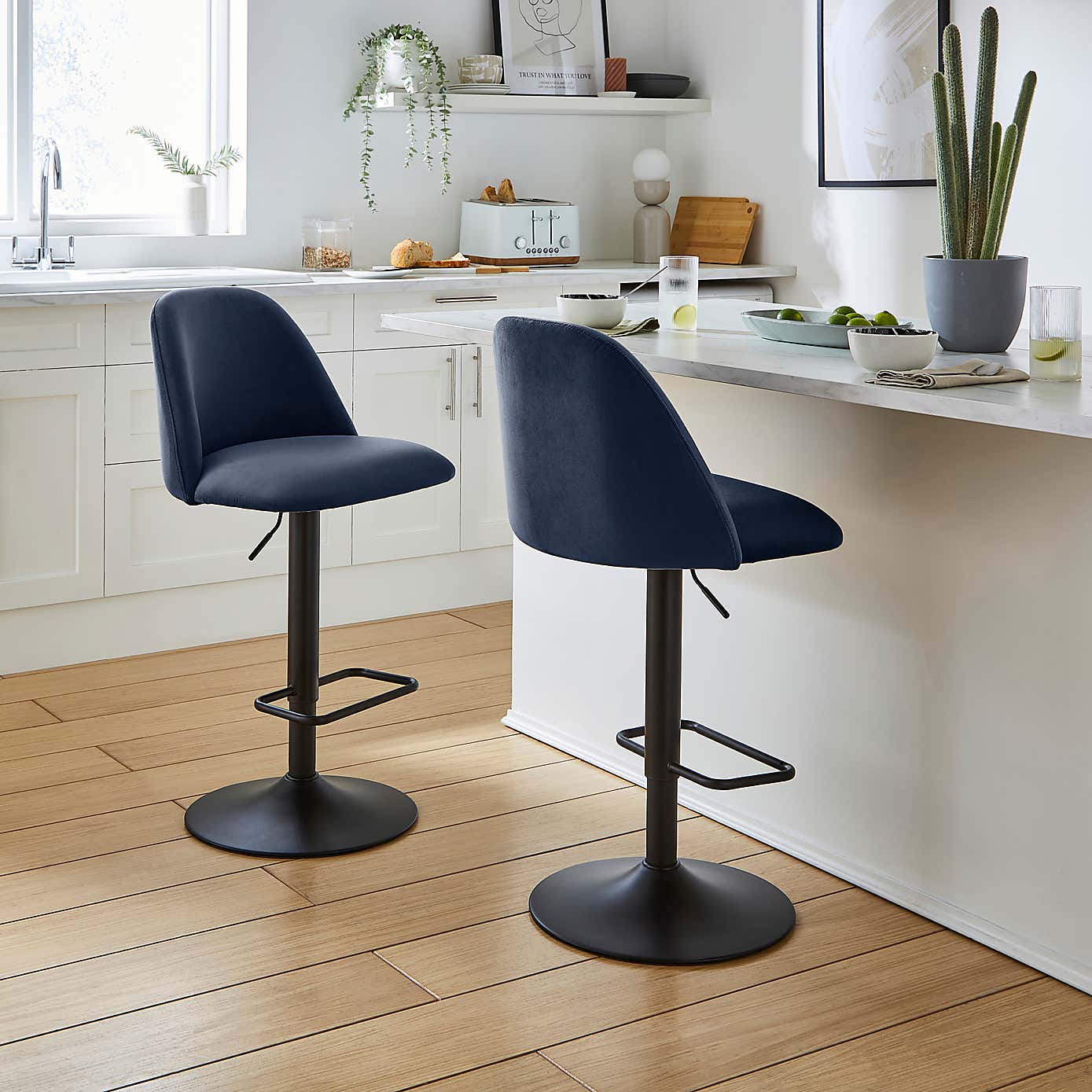 Delaney Adjustable Height Barstool, Velvet