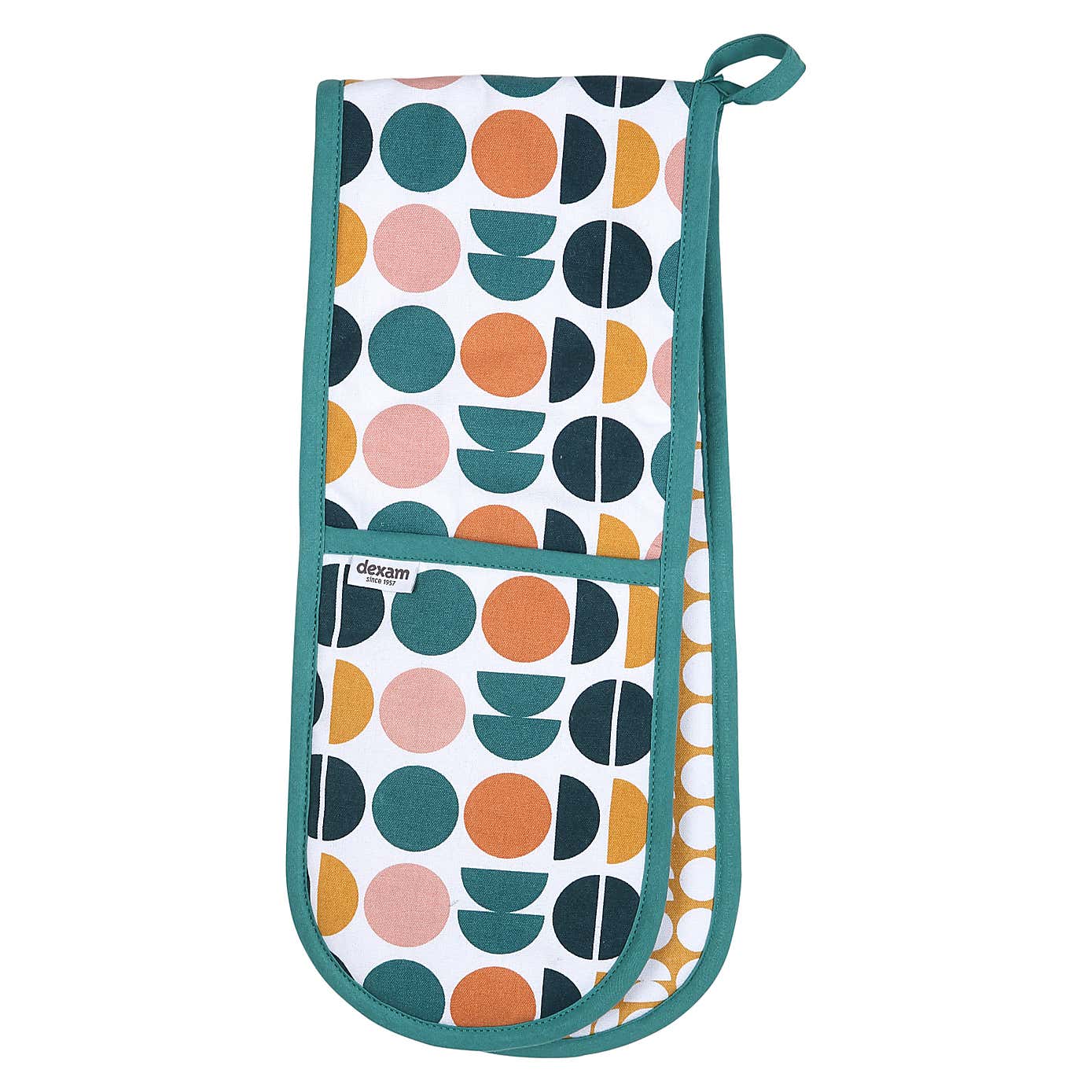 Dexam Retro Spot Teal Cotton Double Oven Gloves