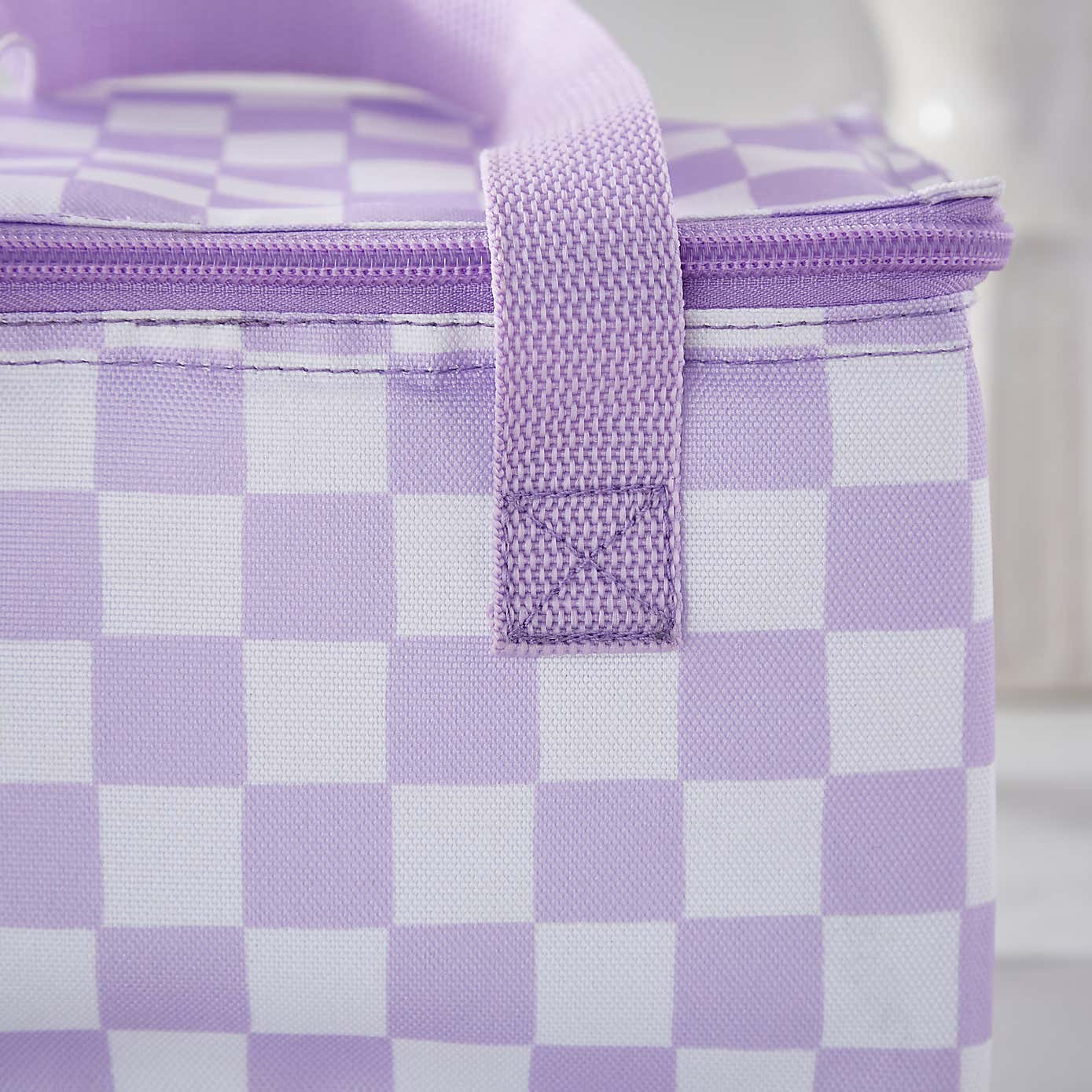 Checkerboard Lilac Sqaure Lunch Bag