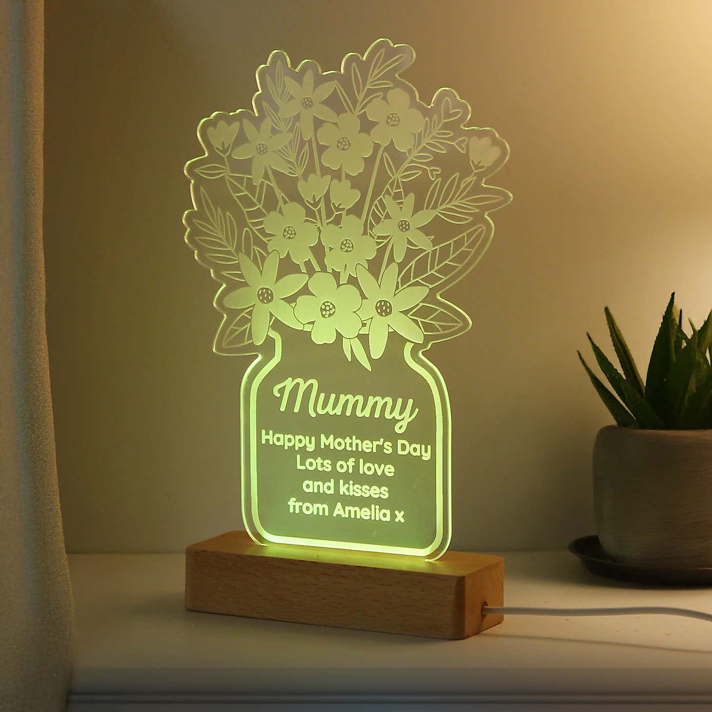 Personalised Flower Vase LED Light Lamp