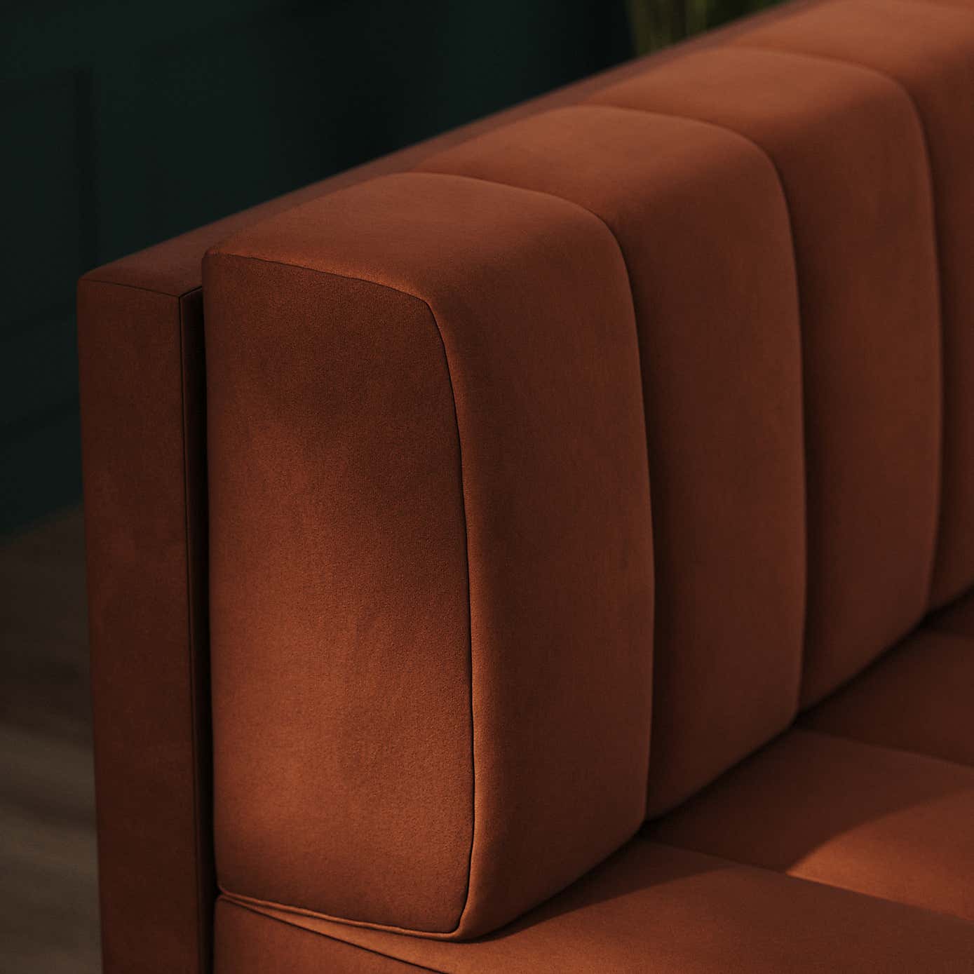 Amali Corner Dining Bench, Matte Plush Velvet