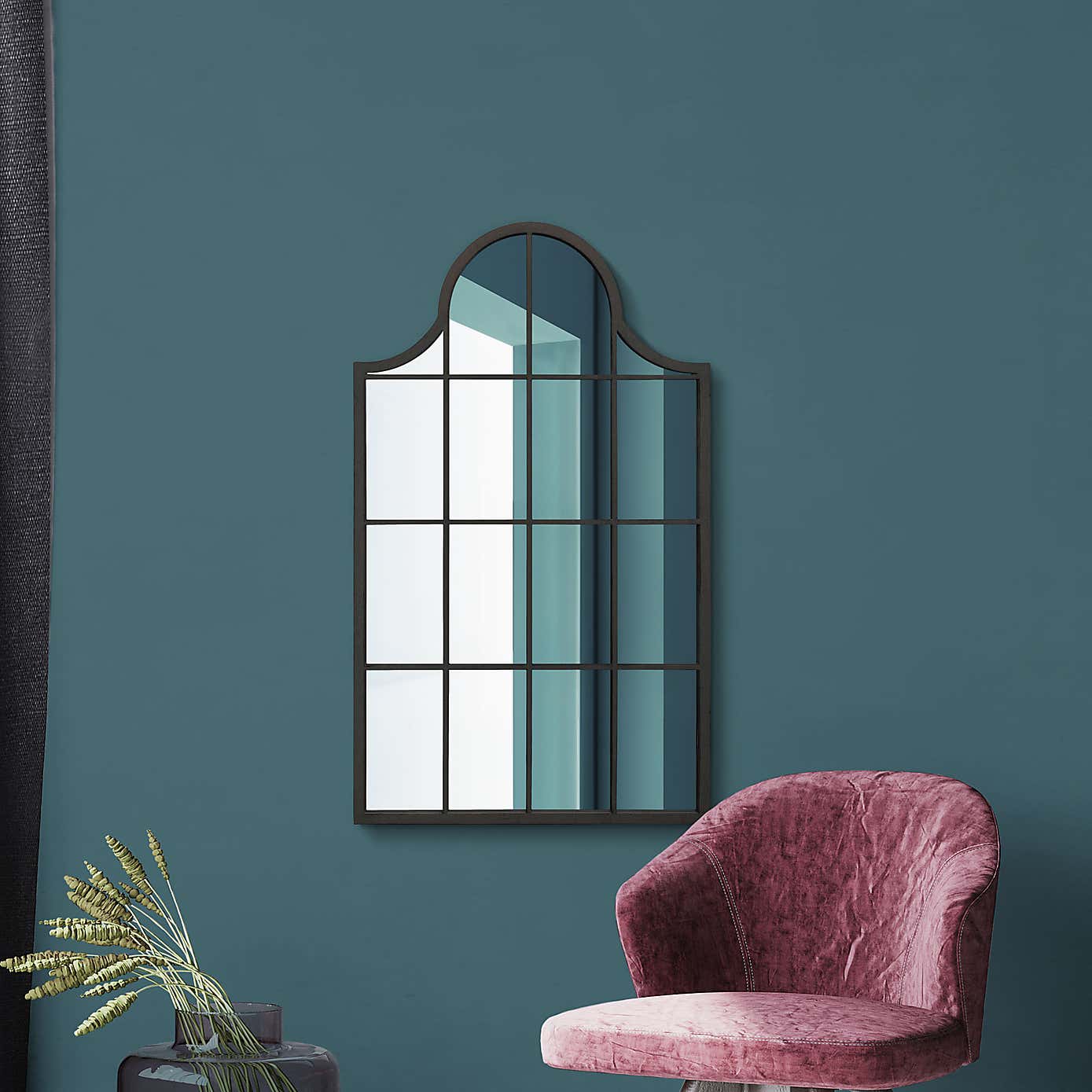 Arcus Window Pane Arched Indoor Outdoor Wall Mirror