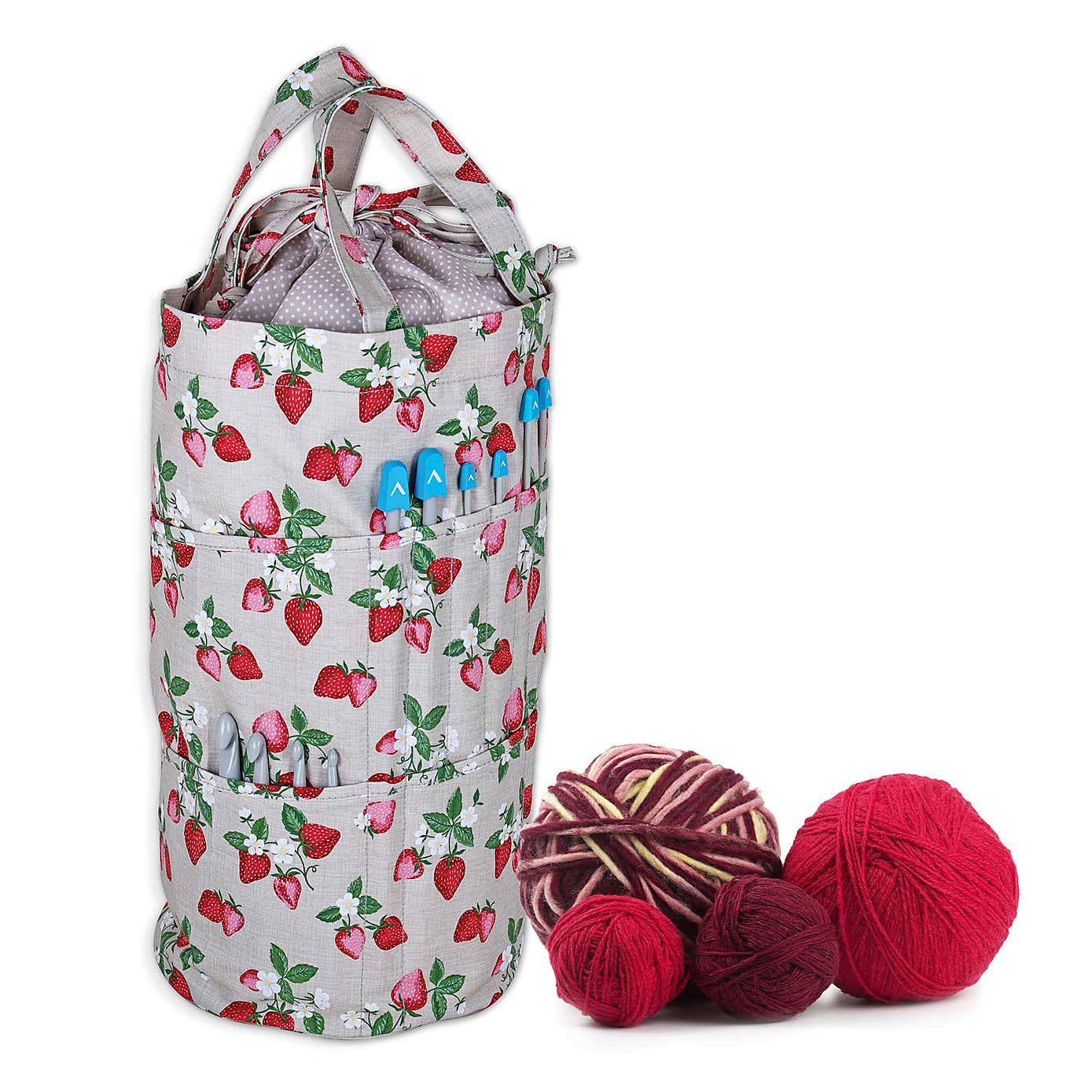 Hobby Gift Strawberry Greenhouse Drawstring Knitting Bag