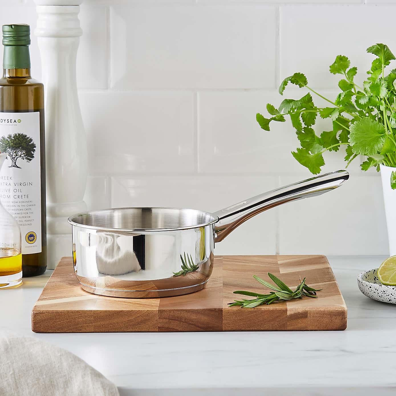 Essentials Stainless Steel Milk Pan, 14cm