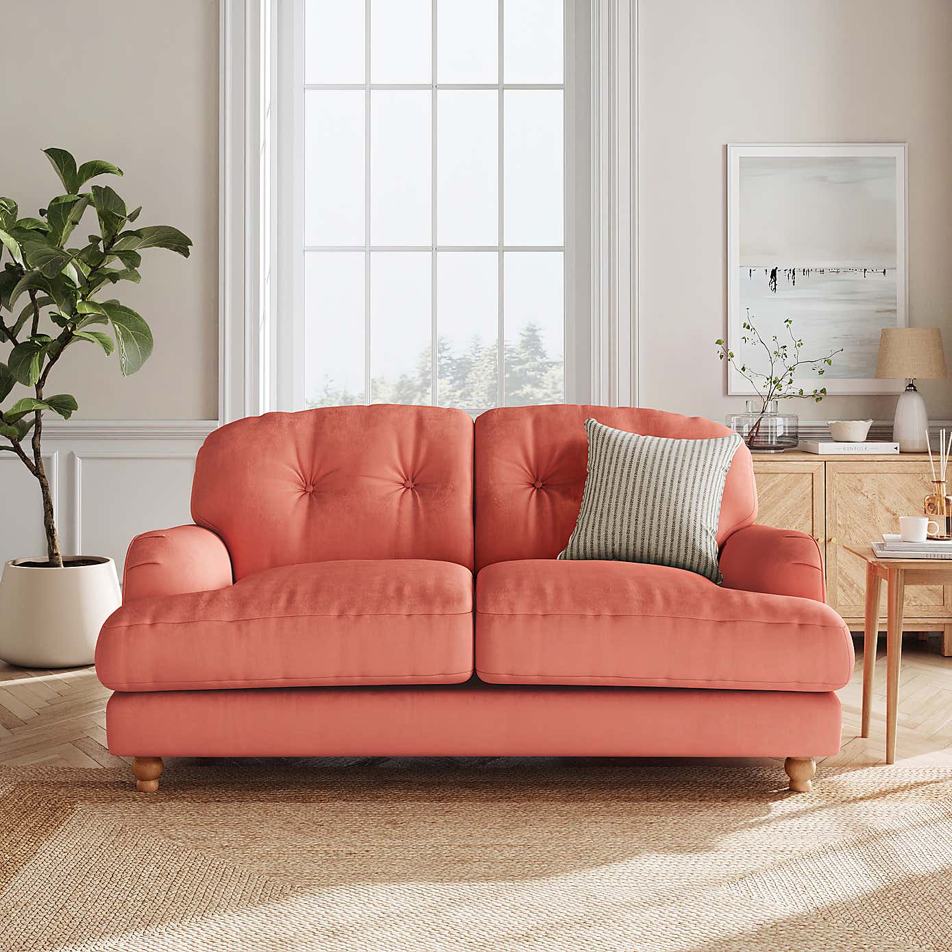 Martha Matte Plush Velvet 2 Seater Sofa