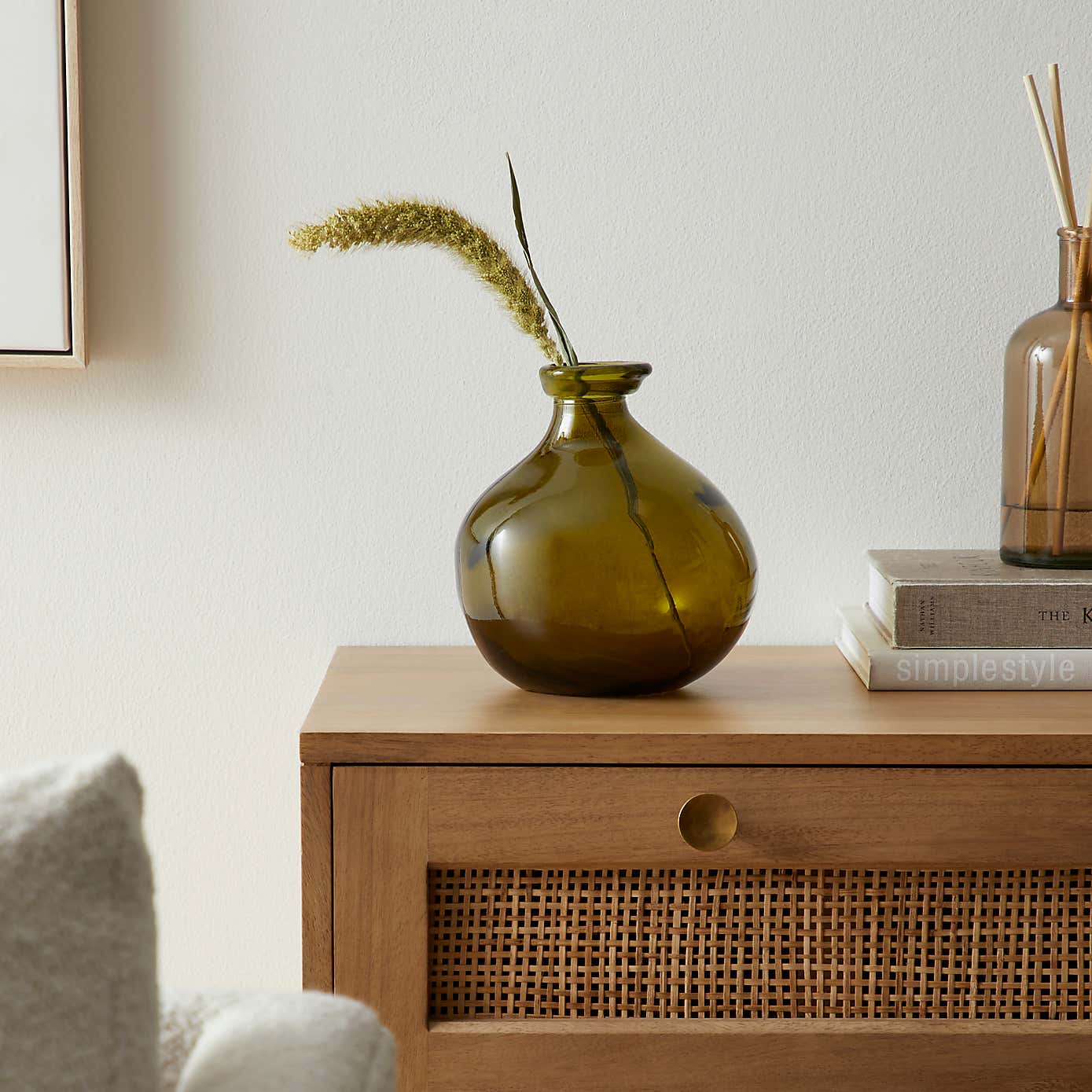 Recycled Glass Vase 18cm Olive