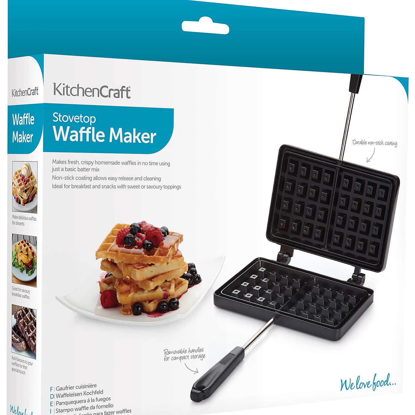 KitchenCraft Non-Stick Metal Double Stovetop Waffle Maker