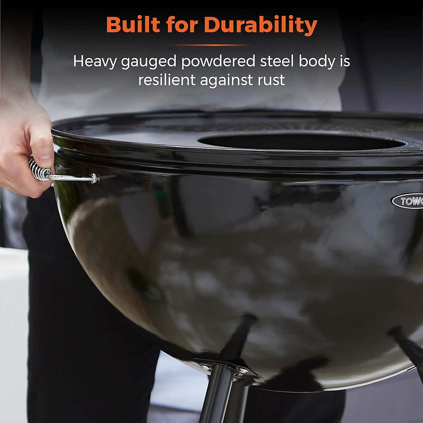 Tower Sphere Charcoal Pit 'n' Grill, Black Steel