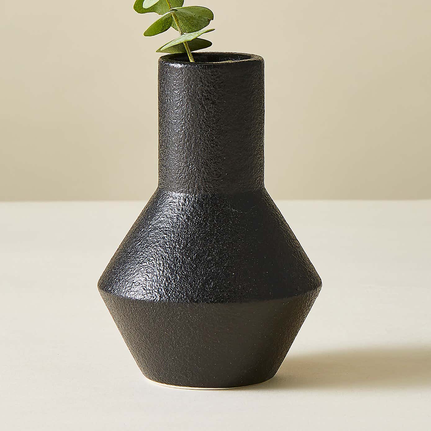 Black Textured Ceramic Bud Vase