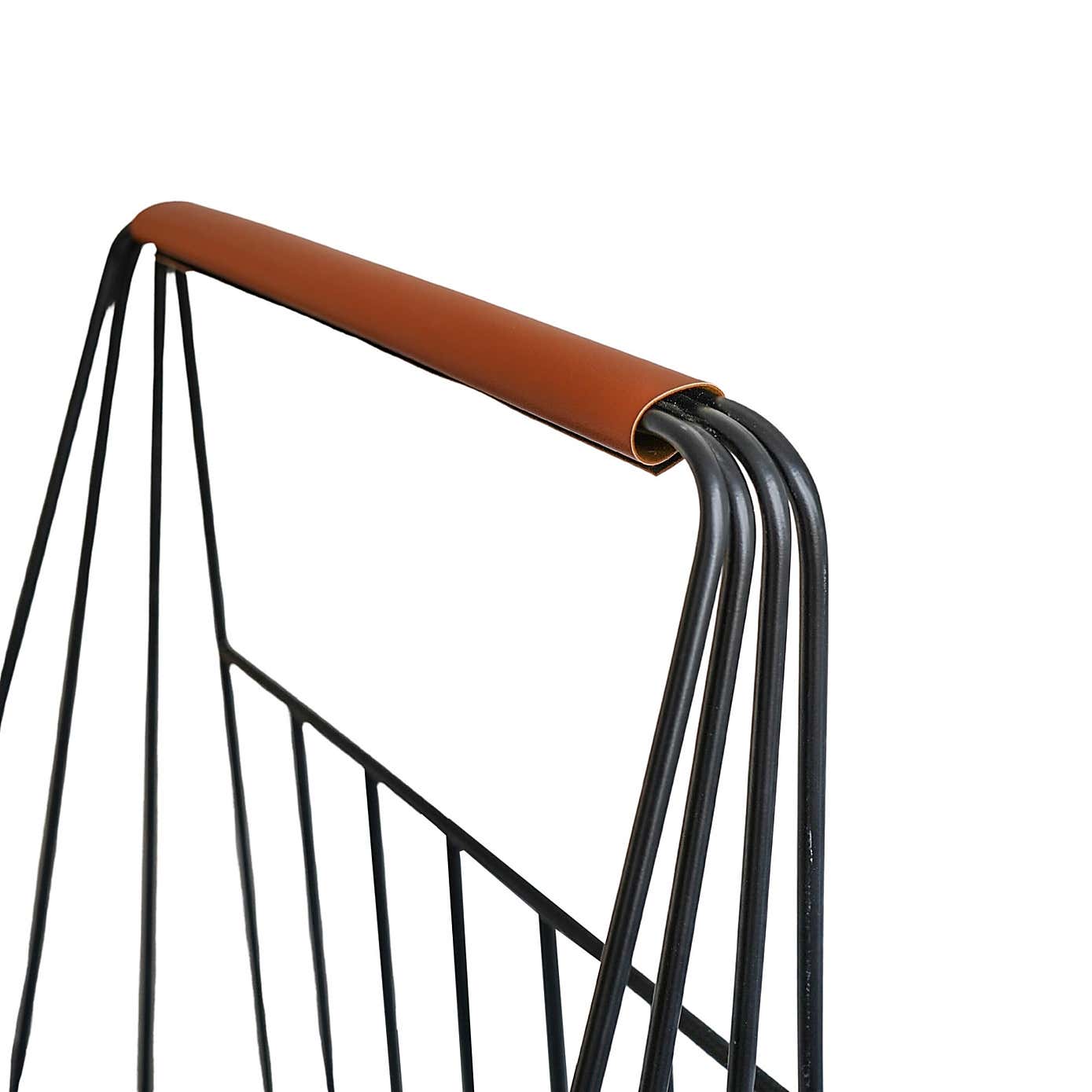 Contemporary Leather Handle Log Trolley