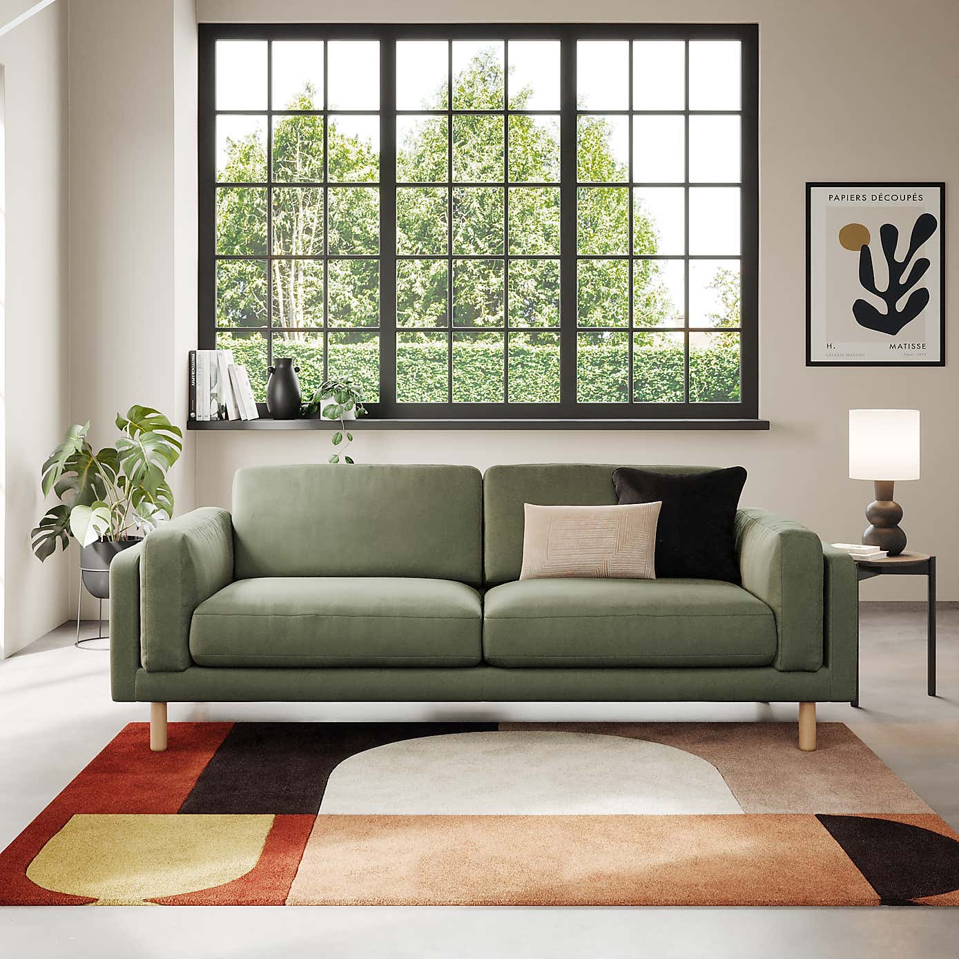 Newton Matte Plush Velvet 4 Seater Sofa