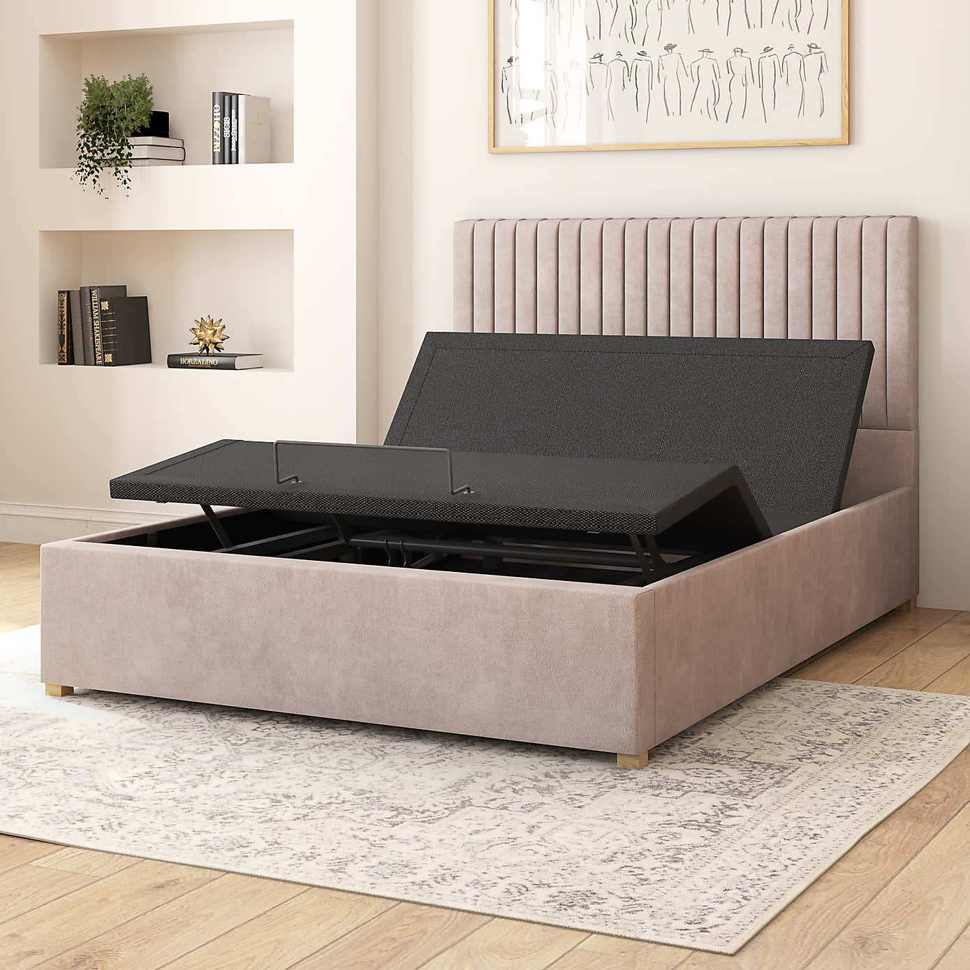 Grant Plush Velvet Adjustable Bed
