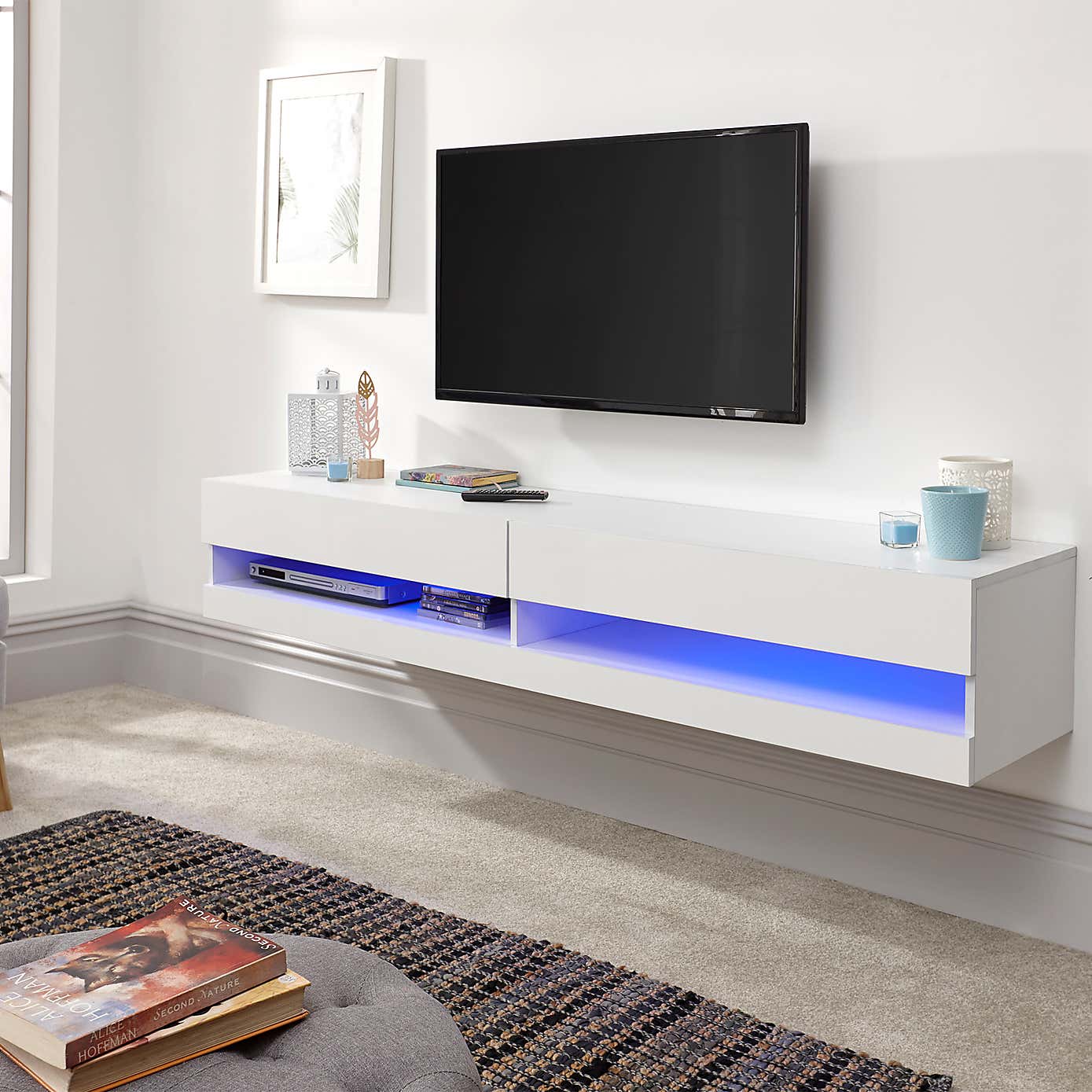 Galicia LED Extra Wide Floating Wall TV Unit for TVs up to 80"
