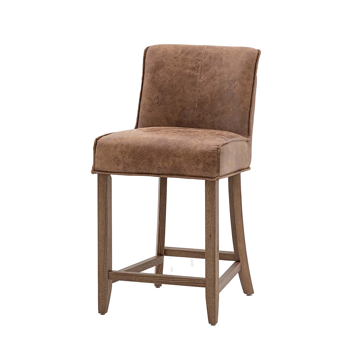 Thane Set of 2 Bar Stools, Brown Leather