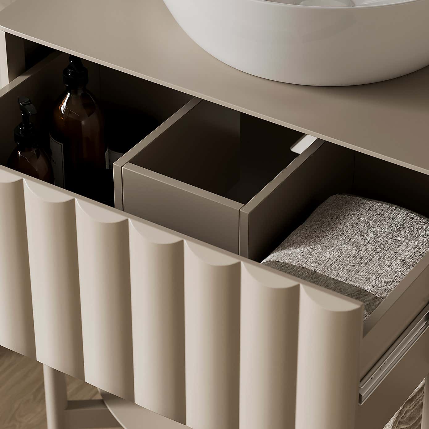 Alita Single Vanity Unit, Sandstone